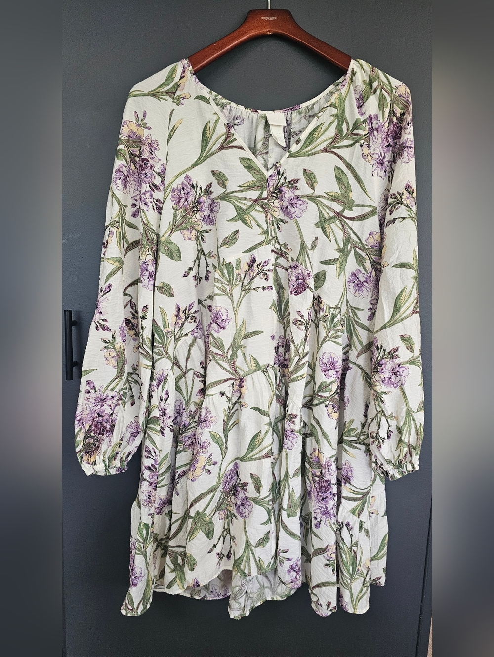 H & M Floral A Line V Neck  Dress